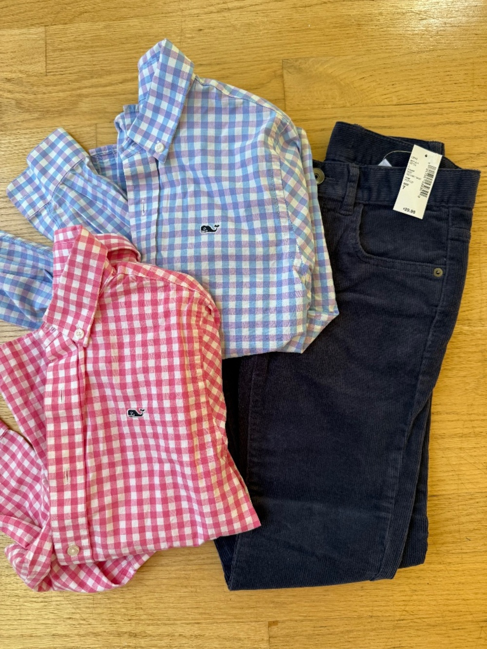 Boys Preppy Size 7 Vineyard Vines Long Sleeve Check Shirts and NWT corduroy